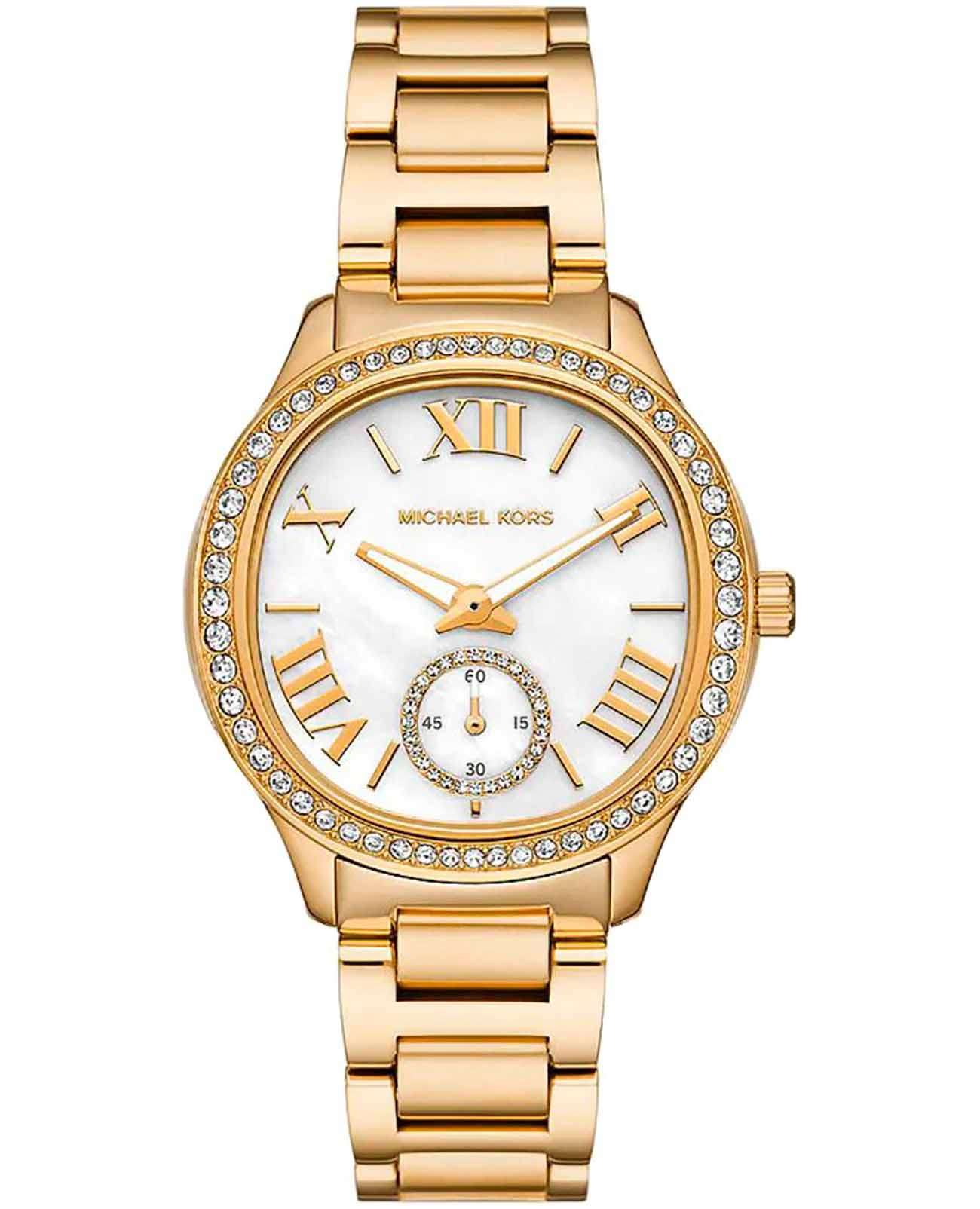 Michael Kors Michael Kors Sage MK4805  MK4805 кварцевые женские часы перламутровый циферблат, браслет нержавеющая сталь с pvd-покрытием — вид спереди