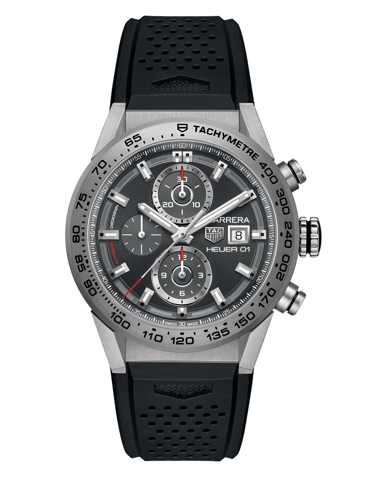TAG Heuer TAG Heuer Carrera CAR208Z.FT6046  CAR208Z.FT6046 механические мужские часы серый циферблат, браслет каучук — вид спереди