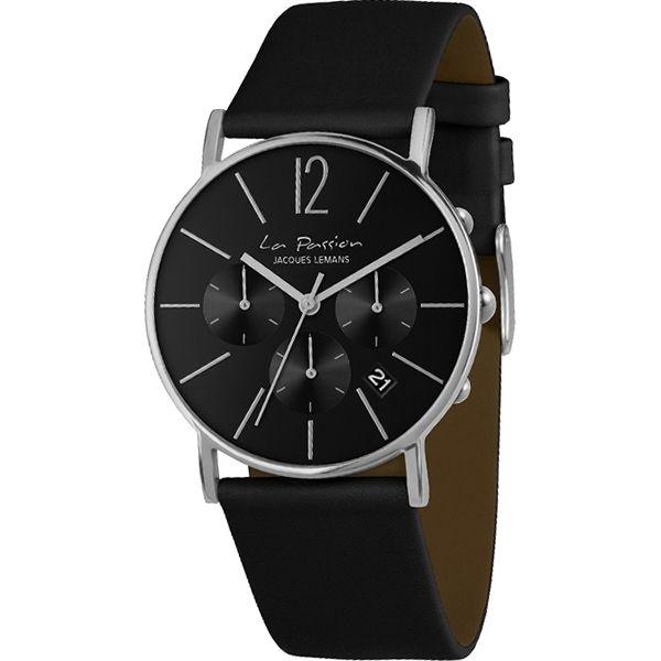 Jacques Lemans Jacques Lemans La Passion LP-123A  LP-123A кварцевые женские часы черный циферблат, браслет кожаный — вид спереди