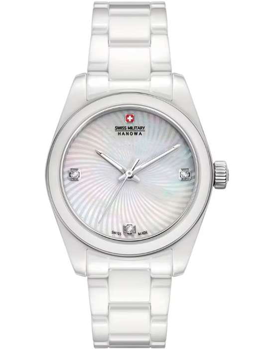 Swiss Military Hanowa Swiss Military Hanowa Swiss Recruit Lady Ceramic SMWLG0005101  SMWLG0005101 кварцевые женские часы перламутровый циферблат, браслет керамика — вид спереди