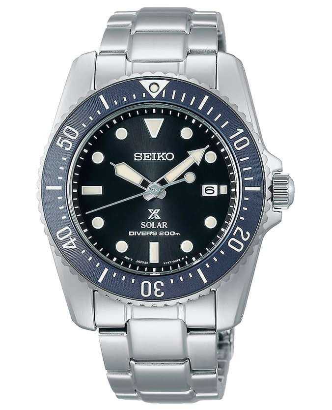 Seiko Seiko Prospex SNE569P1  SNE569P1 кварцевые мужские часы черный циферблат, браслет нержавеющая сталь — вид спереди