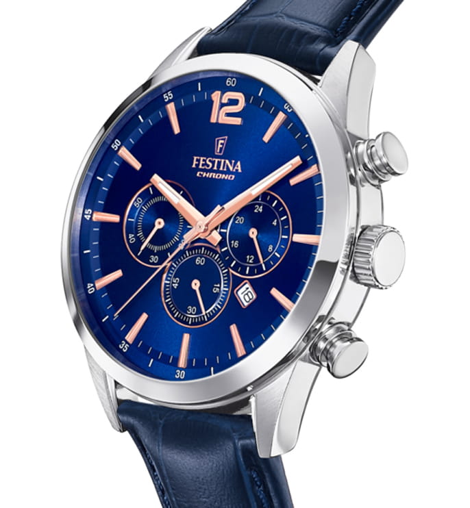 Festina Festina Timeless Chrono F20542/4,  испания мужские часы на браслете кожаный боковой вид