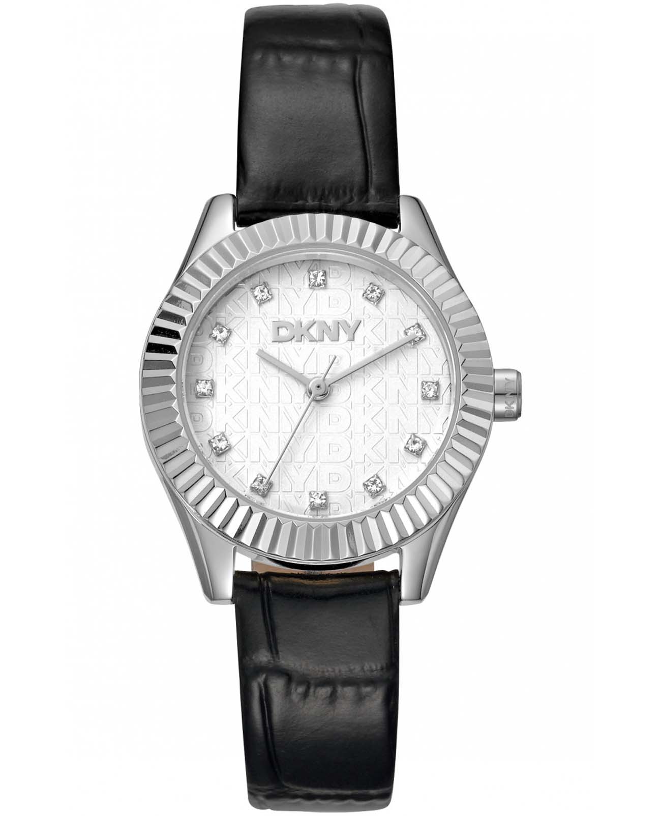 DKNY DKNY Chambers Glitz DK1L017L0015  DK1L017L0015 кварцевые женские часы белый циферблат, браслет кожаный — вид спереди
