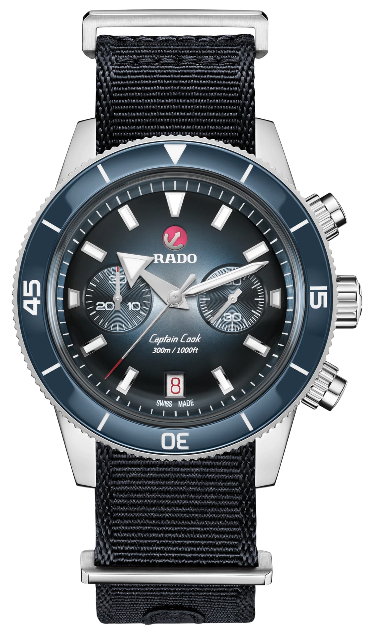 Rado Rado Captain Cook Automatic Chronograph R32145208 механические мужские часы часы крупный план синий циферблата