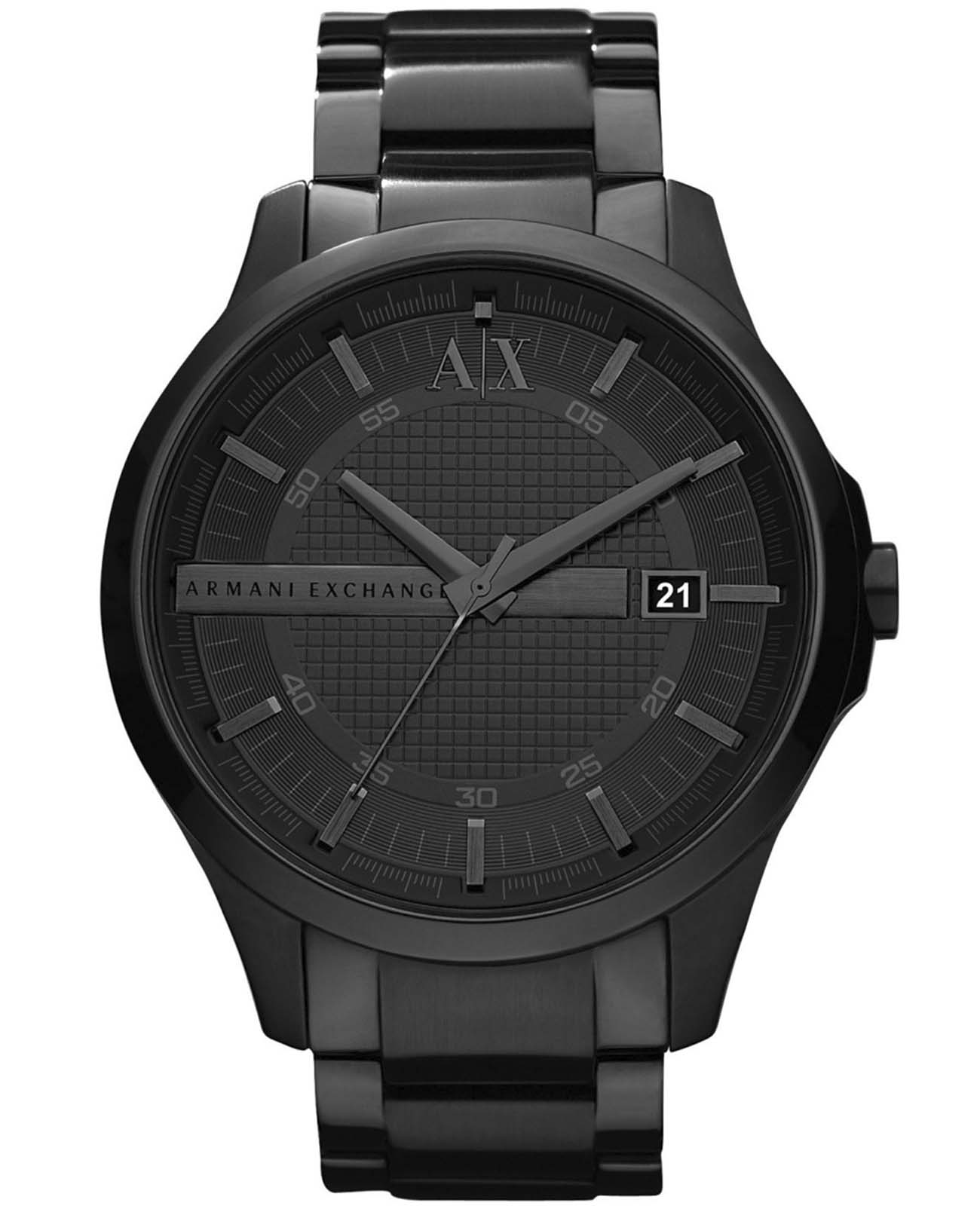 Armani Exchange Armani Exchange Hampton AX2104  AX2104 кварцевые мужские часы черный циферблат, браслет сталь с ip покрытием — вид спереди