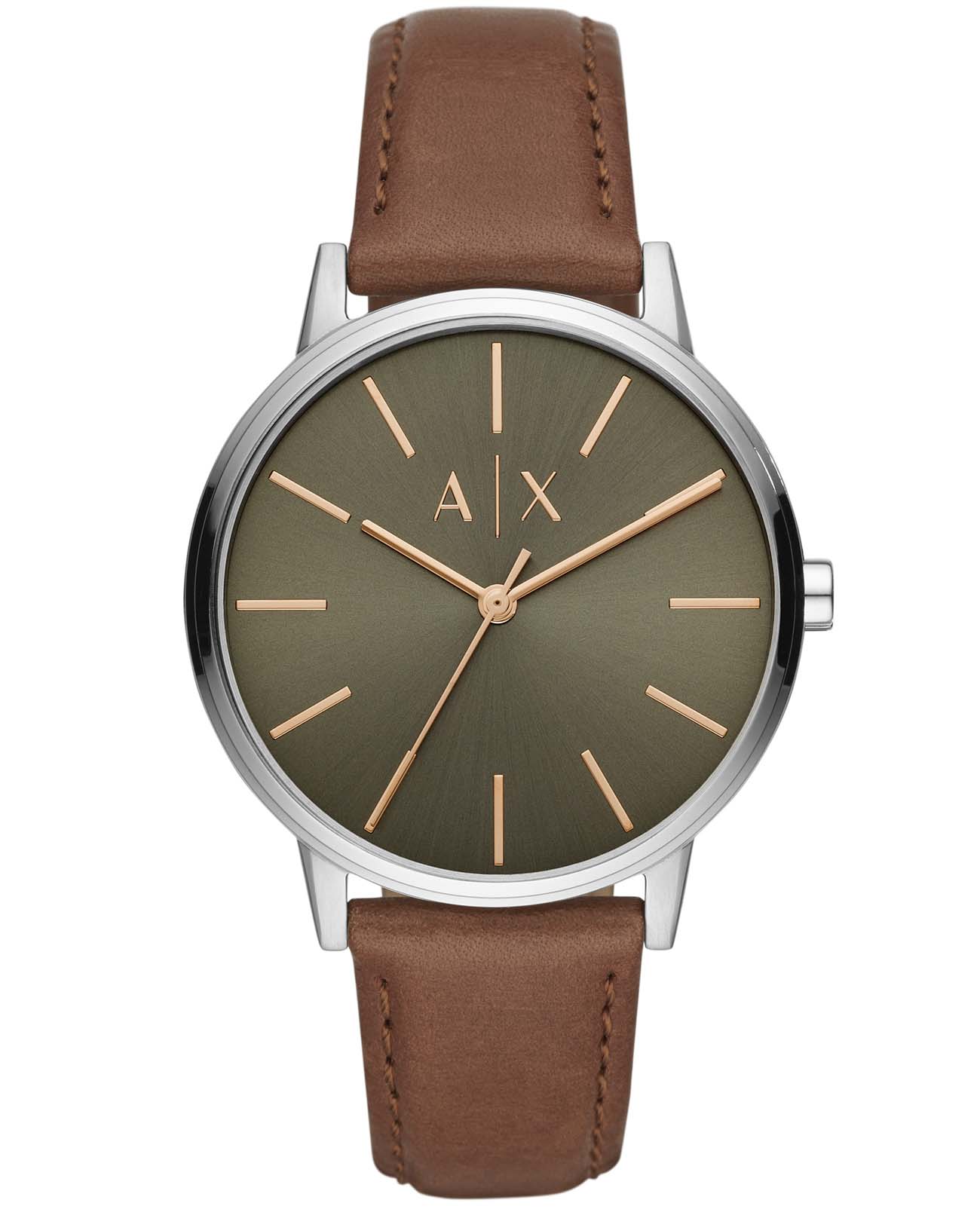 Armani Exchange Armani Exchange AX2708  AX2708 кварцевые мужские часы зеленый циферблат, браслет кожаный — вид спереди
