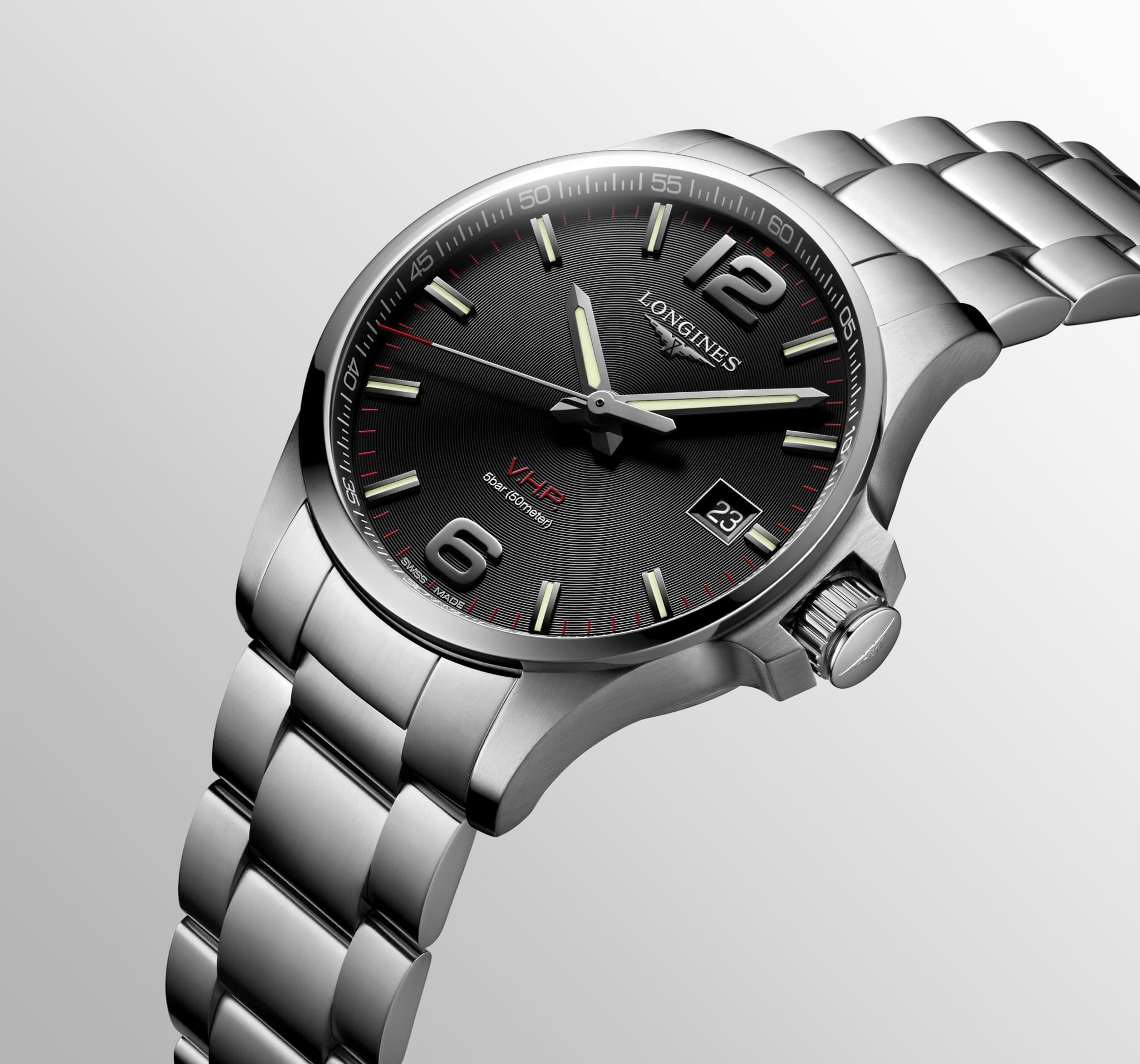 Longines Longines Conquest V.H.P. L3.726.4.56.6, conquest v.h.p. швейцария мужские часы на браслете нержавеющая сталь боковой вид