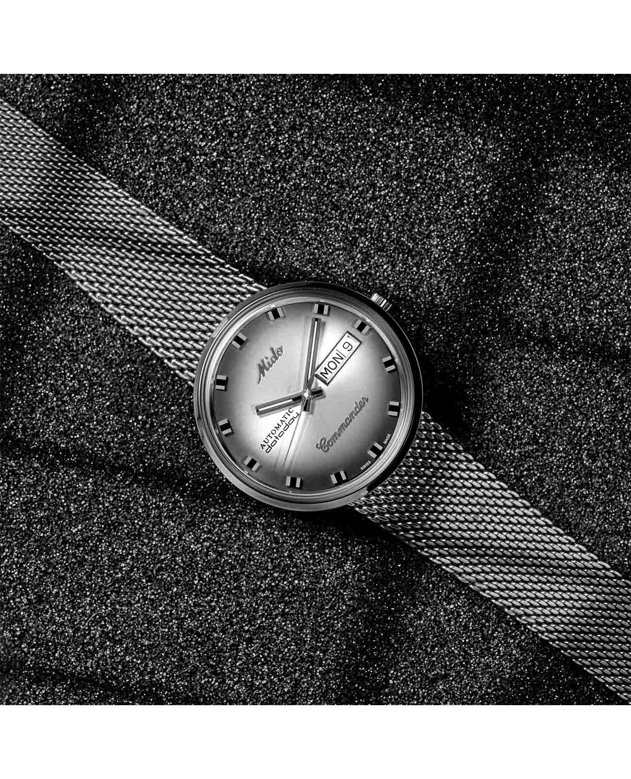 Mido Mido Commander Shade M8429.4.27.11 механические мужские часы часы крупный план серебристый циферблата