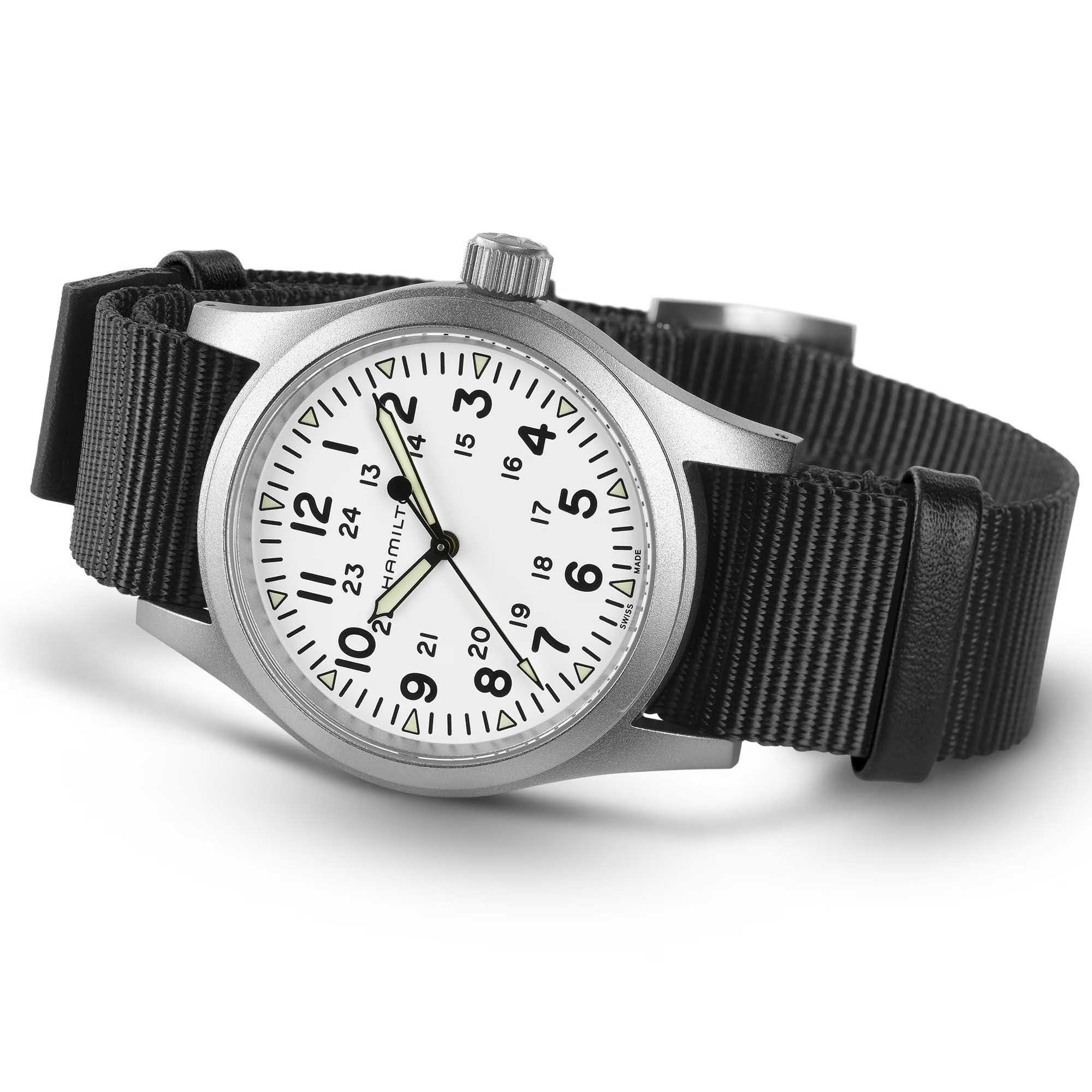 Hamilton Hamilton Khaki Field Mechanical H69439910, khaki field швейцария мужские часы на браслете тканевый боковой вид