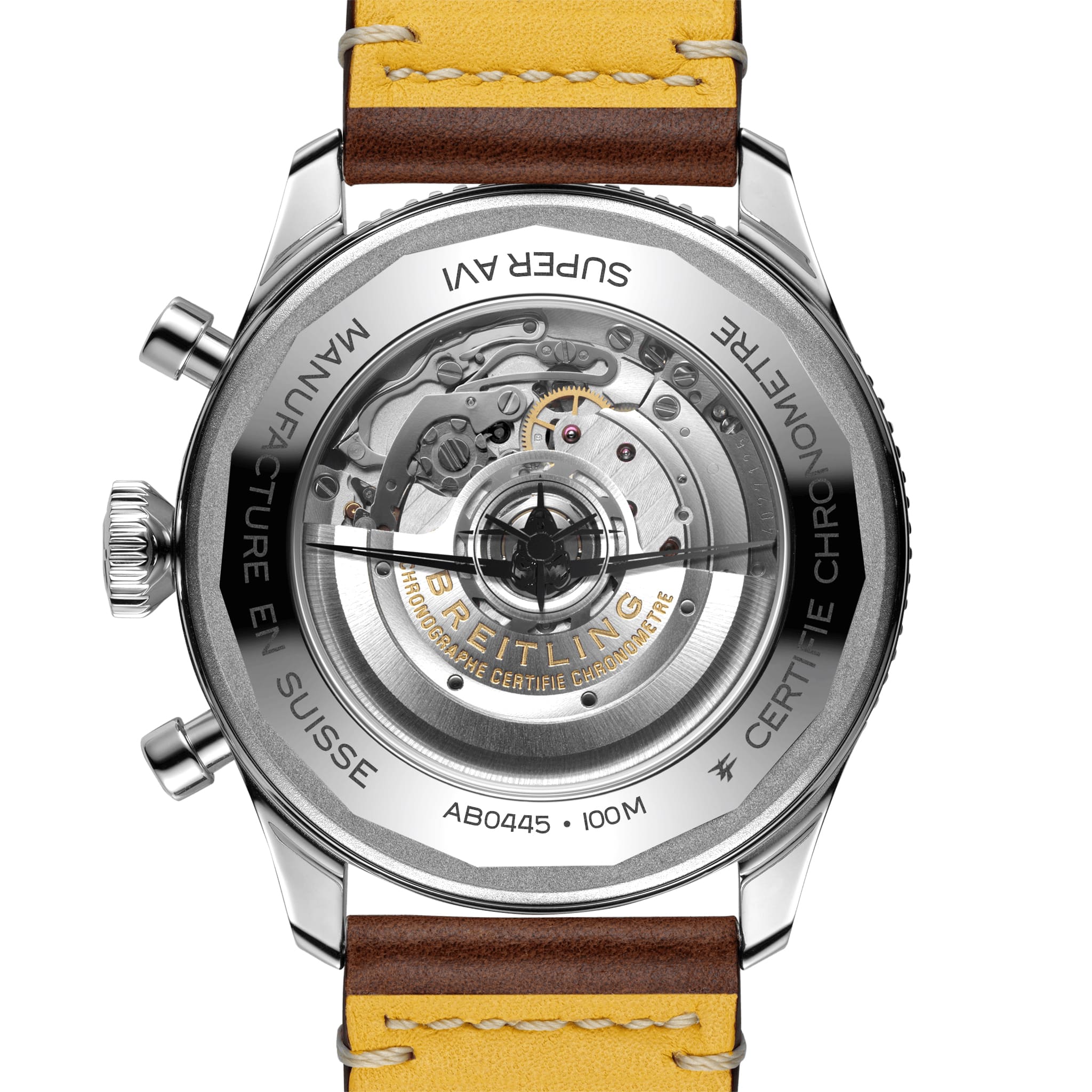 Оригинальные часы Breitling Breitling Super Avi B04 Chronograph GMT 46 Curtiss Warhawk AB04452A1L1X1 механические калибр механизма мануфактурный механизм breitling caliber b04 общий вид