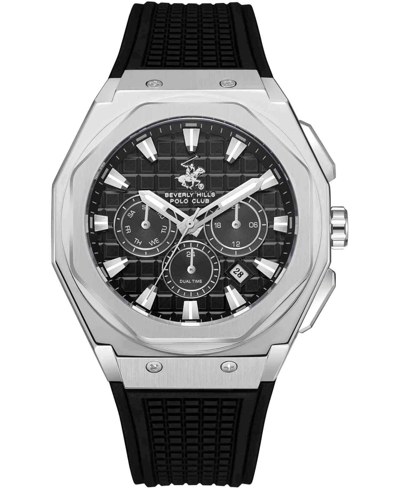 Beverly Hills Polo Club Beverly Hills Polo Club BP3718X.351  BP3718X.351 кварцевые мужские часы черный циферблат, браслет каучук — вид спереди