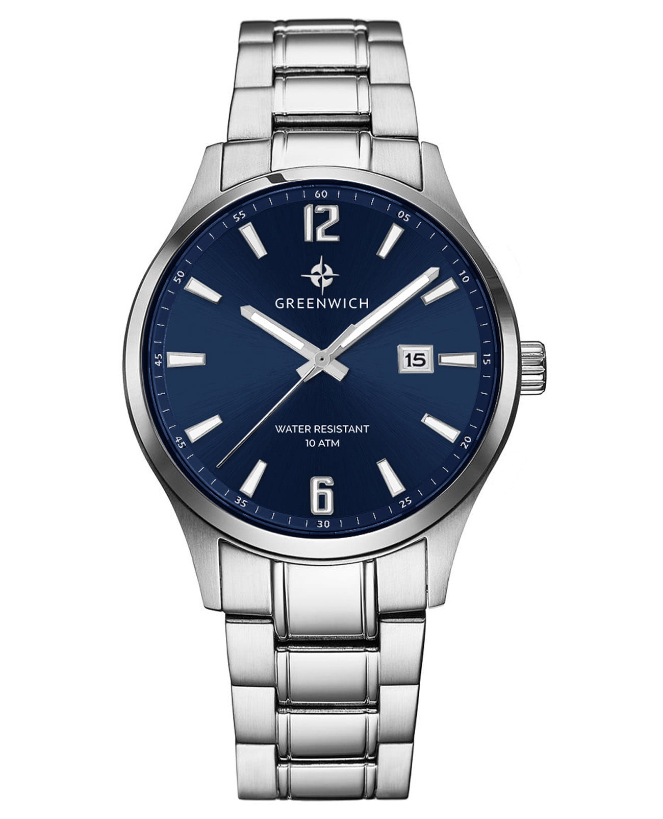 Greenwich Greenwich Octopus GW 051.10.36  GW 051.10.36 кварцевые мужские часы синий циферблат, браслет нержавеющая сталь — вид спереди