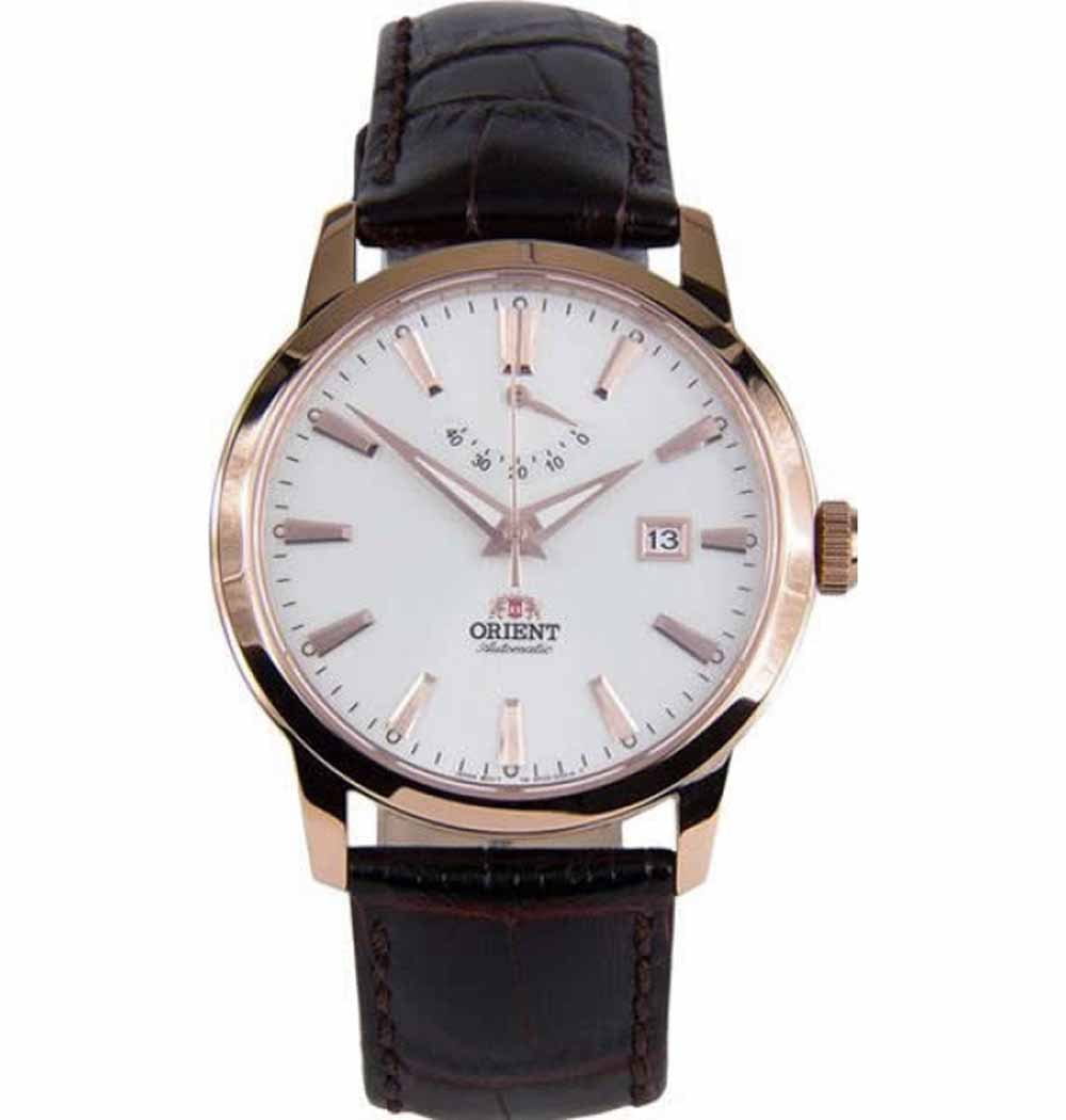 Orient Orient AF05001W (FAF05001W)  FAF05001W механические мужские часы белый циферблат, браслет кожаный — вид спереди