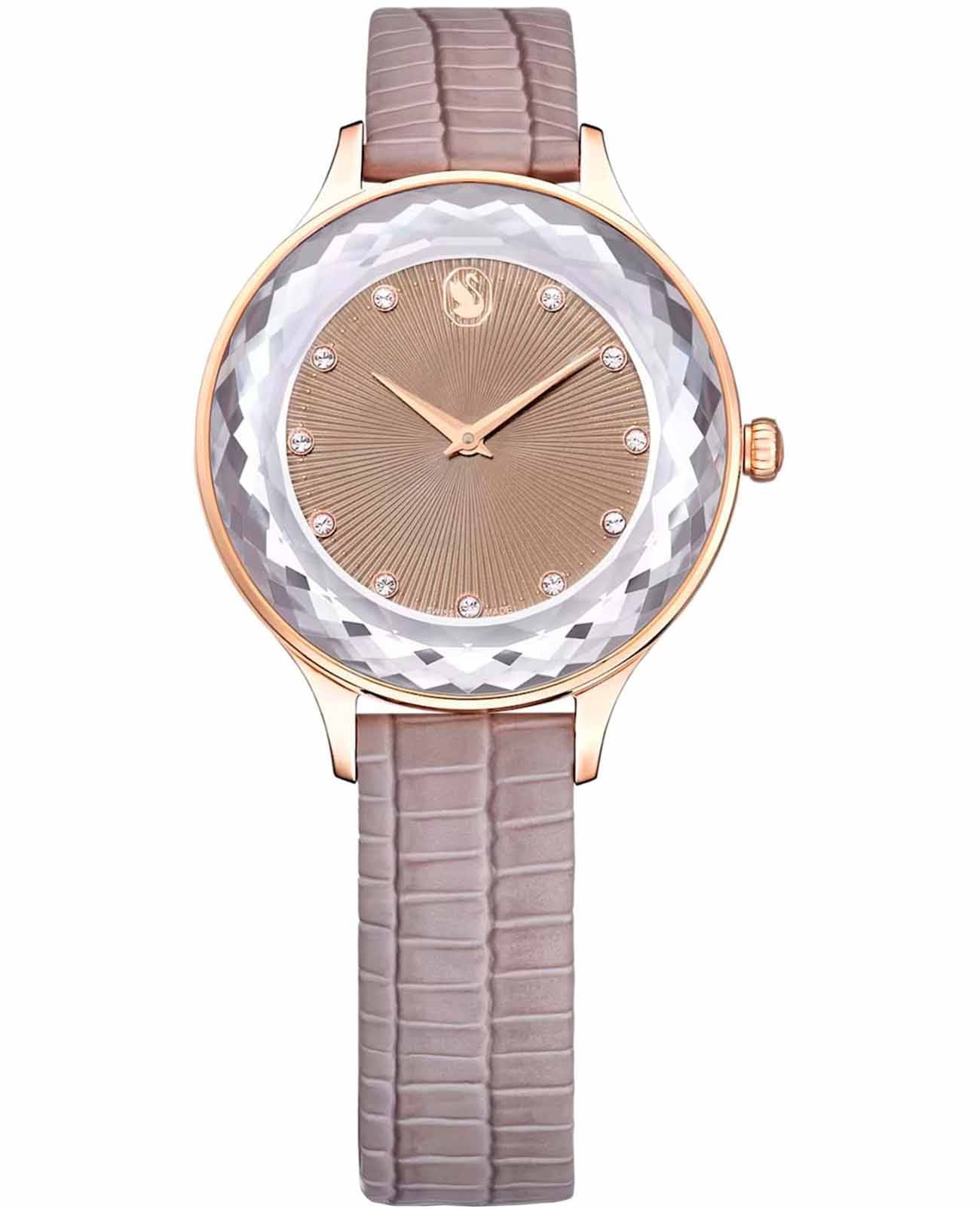 Swarovski Swarovski Octea Nova 5649999  5649999 кварцевые женские часы бежевый циферблат, браслет кожаный — вид спереди