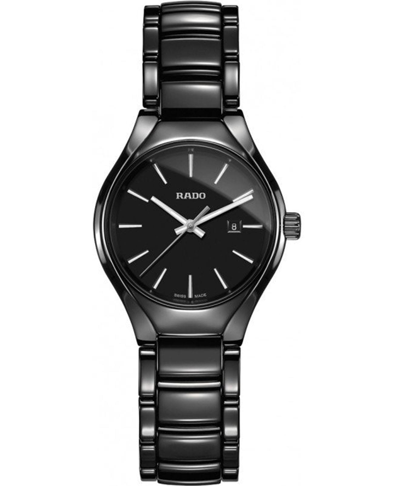 Rado Rado True R27059152  R27059152 кварцевые женские часы черный циферблат, браслет высокотехнологичная керамика — вид спереди