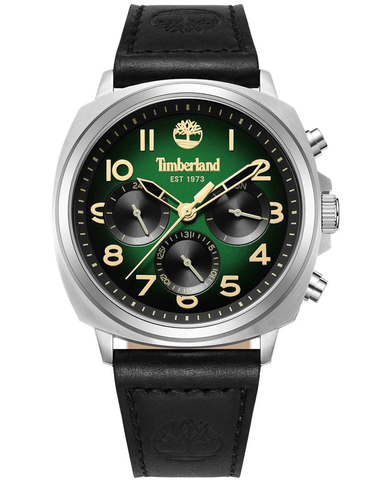 Timberland Timberland TDWGB0042008  TDWGB0042008 кварцевые мужские часы зеленый циферблат, браслет кожаный — вид спереди