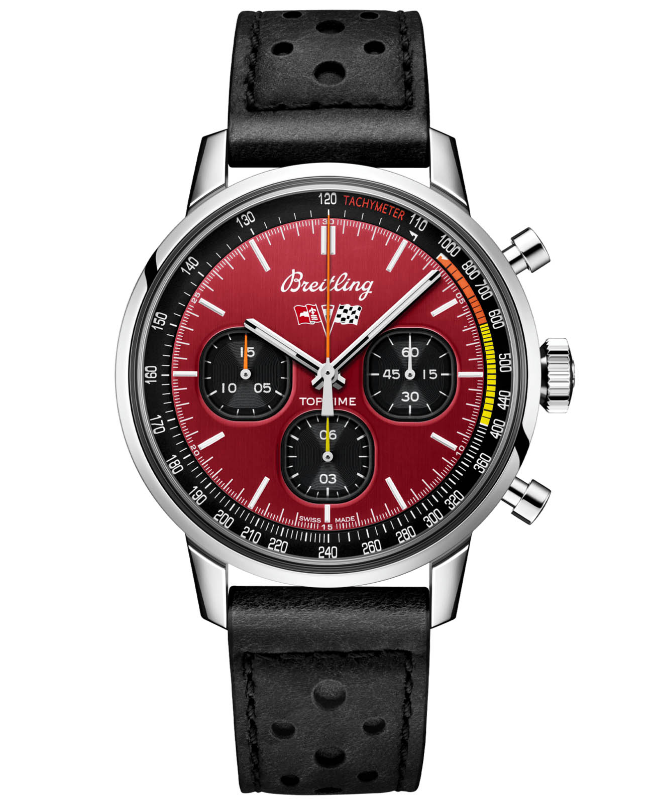 Breitling Breitling Top Time Chevrolet Corvette A25310241K1X1  A25310241K1X1 механические мужские часы красный циферблат, браслет кожаный — вид спереди