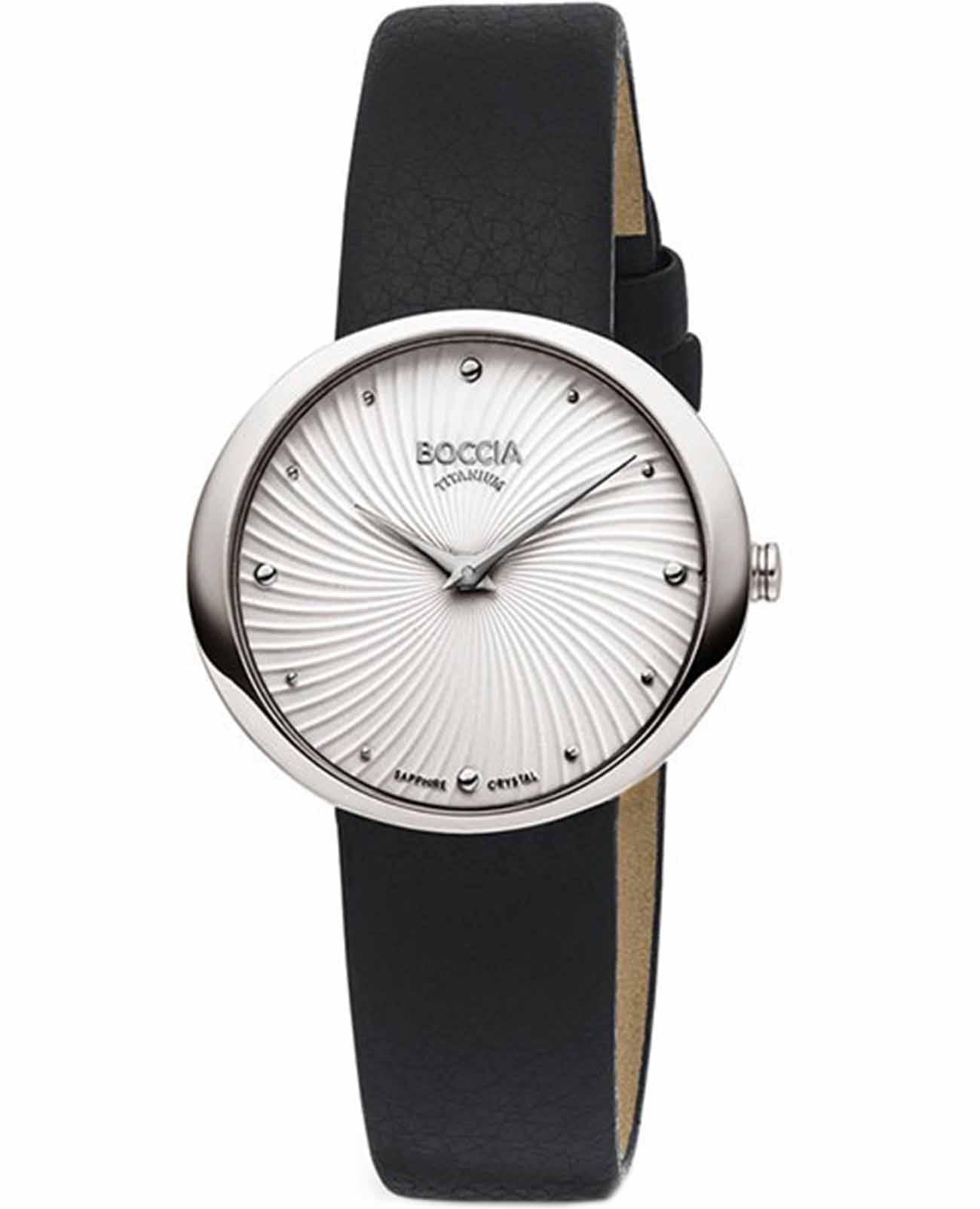 Boccia Titanium Boccia Titanium Circle-Oval 3364-01  3364-01 кварцевые женские часы белый циферблат, браслет кожаный — вид спереди