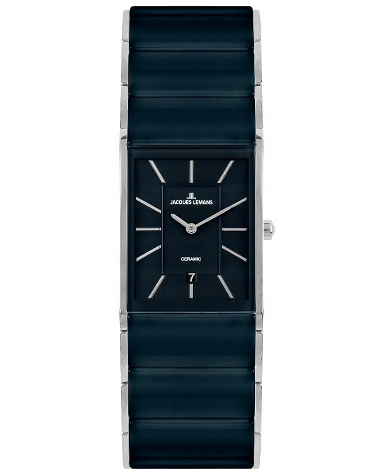 Jacques Lemans Jacques Lemans High Tech Ceramic 1-1939F  1-1939F кварцевые мужские часы синий циферблат, браслет сталь + pvd + керамика — вид спереди