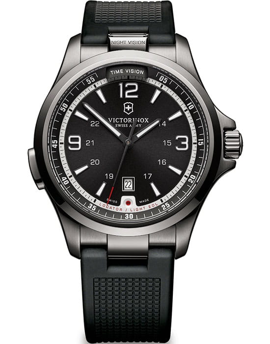 Victorinox Victorinox 241596  241596 кварцевые мужские часы черный циферблат, браслет каучук — вид спереди