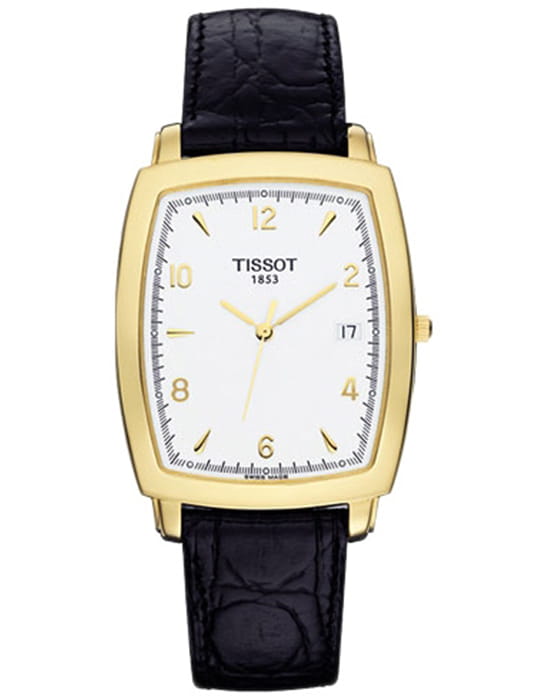 Tissot Tissot T-Gold Sculpture Line T71.3.621.34  T71362134 кварцевые мужские часы белый циферблат, браслет кожаный — вид спереди