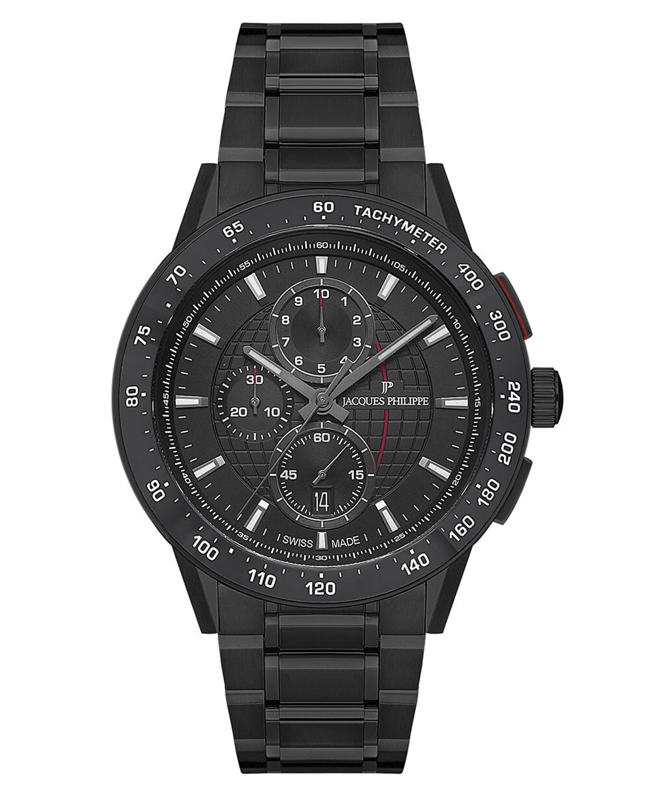 Jacques Philippe Jacques Philippe Globus JPQGC284311  JPQGC284311 кварцевые мужские часы черный циферблат, браслет нержавеющая сталь с ip-покрытием — вид спереди