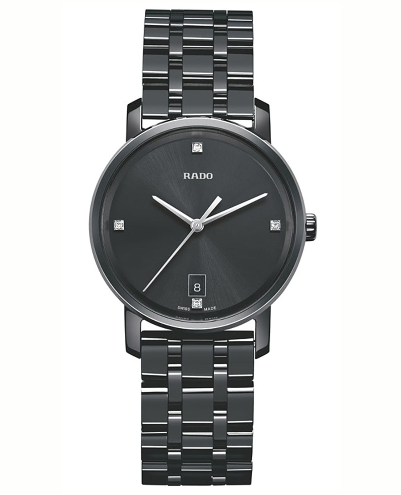Rado Rado Diamaster R14063717  R14063717 кварцевые женские часы черный циферблат, браслет керамика — вид спереди