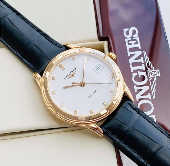 Longines Longines Flagship L4.774.8.27.2 , наручные мужские часы фото под углом