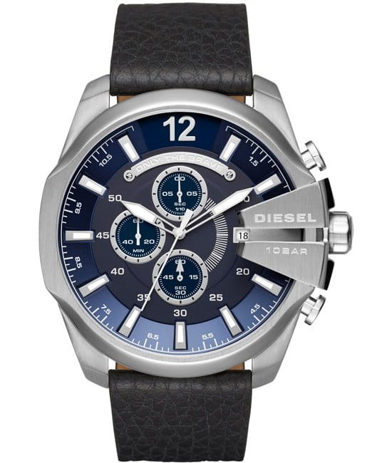 Diesel Diesel DZ4423  DZ4423 кварцевые мужские часы синий циферблат, браслет кожаный — вид спереди