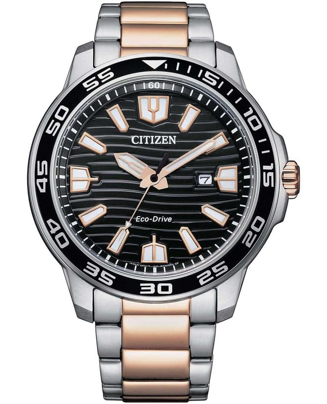 Citizen Citizen AW1524-84E  AW1524-84E кварцевые мужские часы черный циферблат, браслет нержавеющая сталь с pvd-покрытием — вид спереди