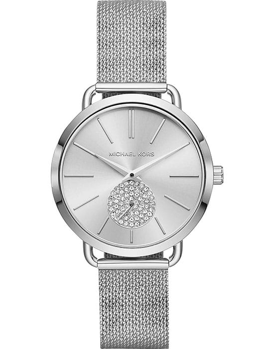 Michael Kors Michael Kors Runway MK3843  MK3843 кварцевые женские часы серебристый циферблат, браслет нержавеющая сталь — вид спереди