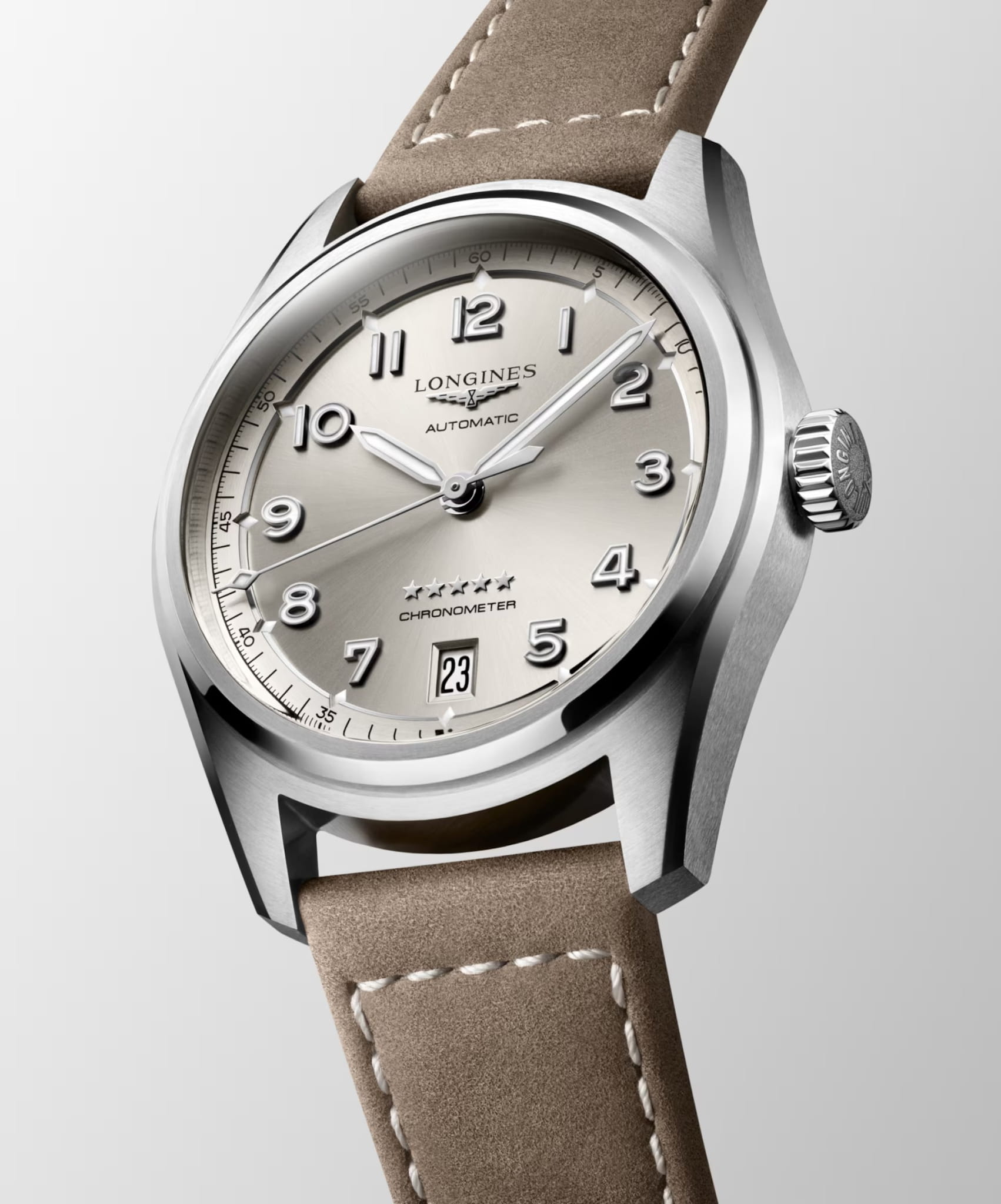 Longines Longines Spirit L3.410.4.63.2, spirit швейцария мужские часы на браслете кожаный боковой вид