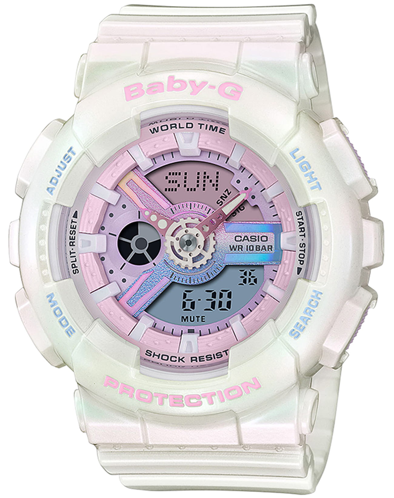 Casio Casio Baby-G BA-110PL-7A1  BA-110PL-7A1ER кварцевые женские часы розовый циферблат, браслет полимер — вид спереди