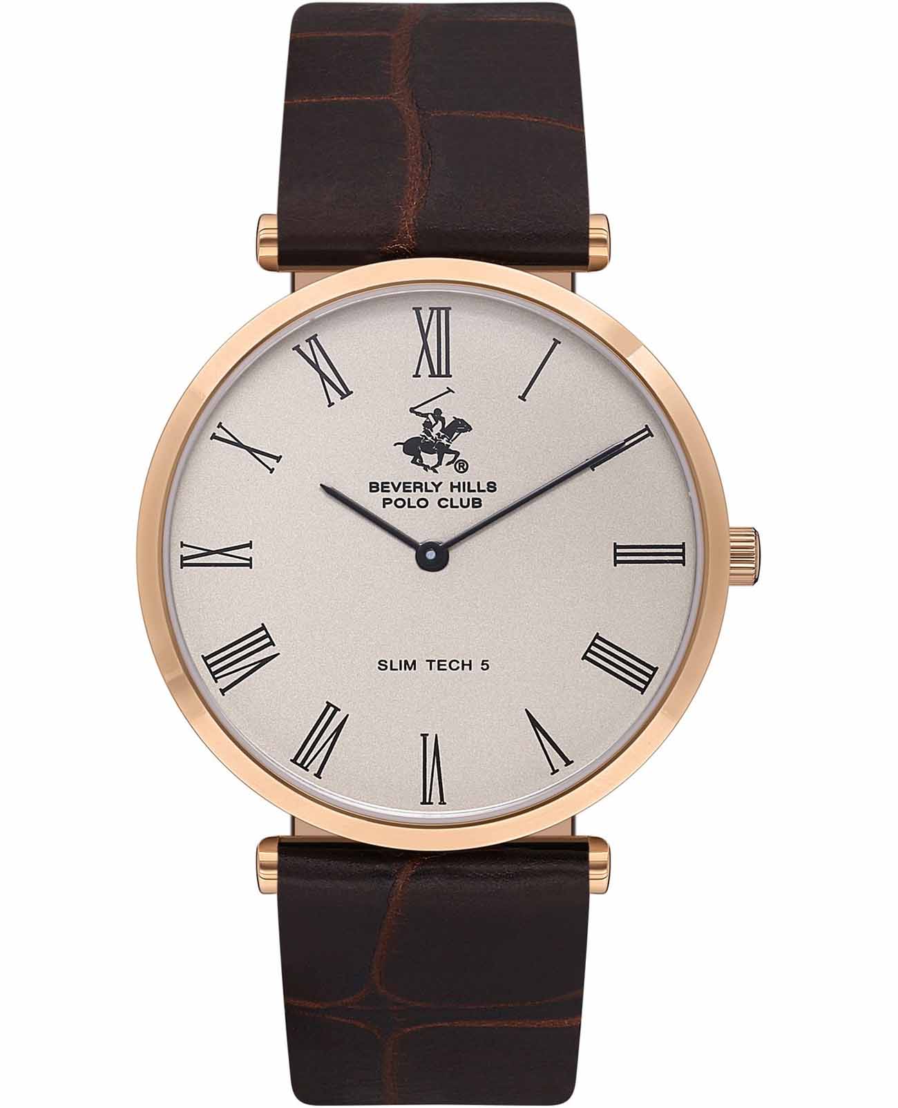 Beverly Hills Polo Club Beverly Hills Polo Club Quartz BP3615X.432  BP3615X.432 кварцевые мужские часы бежевый циферблат, браслет кожаный — вид спереди