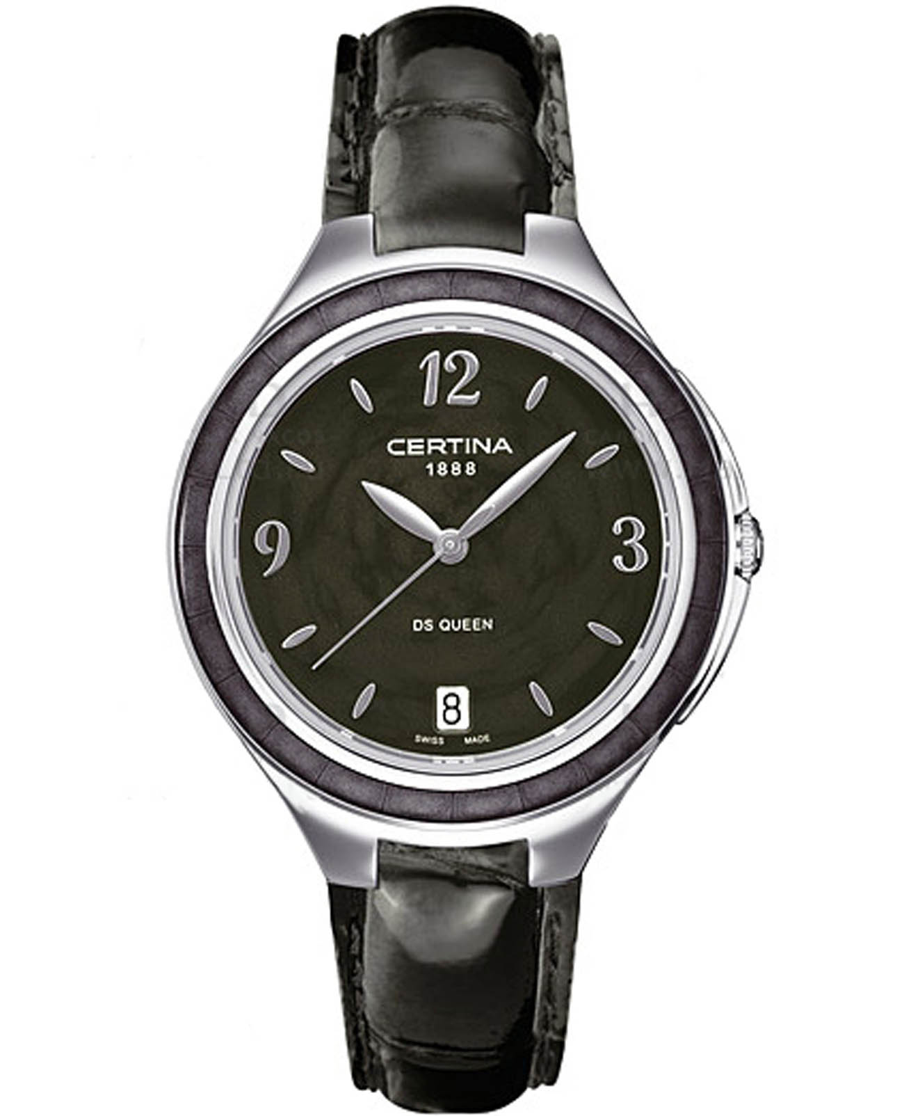 Certina Certina DS Queen C018.210.16.057.00  C0182101605700 кварцевые женские часы черный циферблат, браслет кожаный — вид спереди