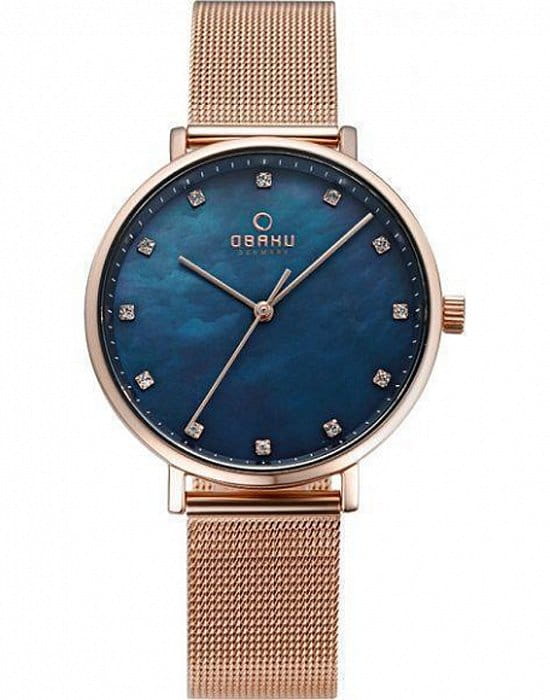Obaku Obaku V186LXVLMV  V186LXVLMV кварцевые женские часы синий циферблат, браслет  — вид спереди