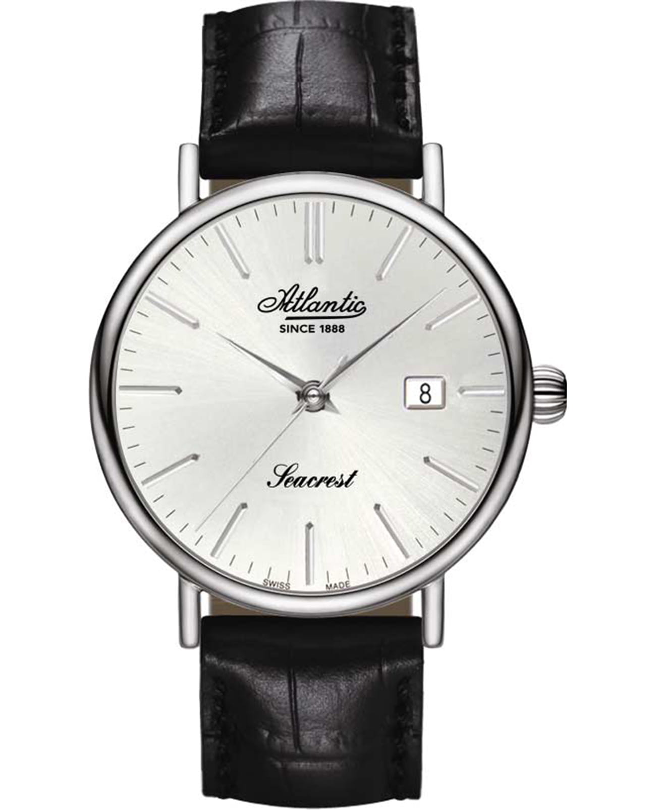 Atlantic Atlantic 50354.41.21  50354.41.21 кварцевые мужские часы белый циферблат, браслет кожаный — вид спереди