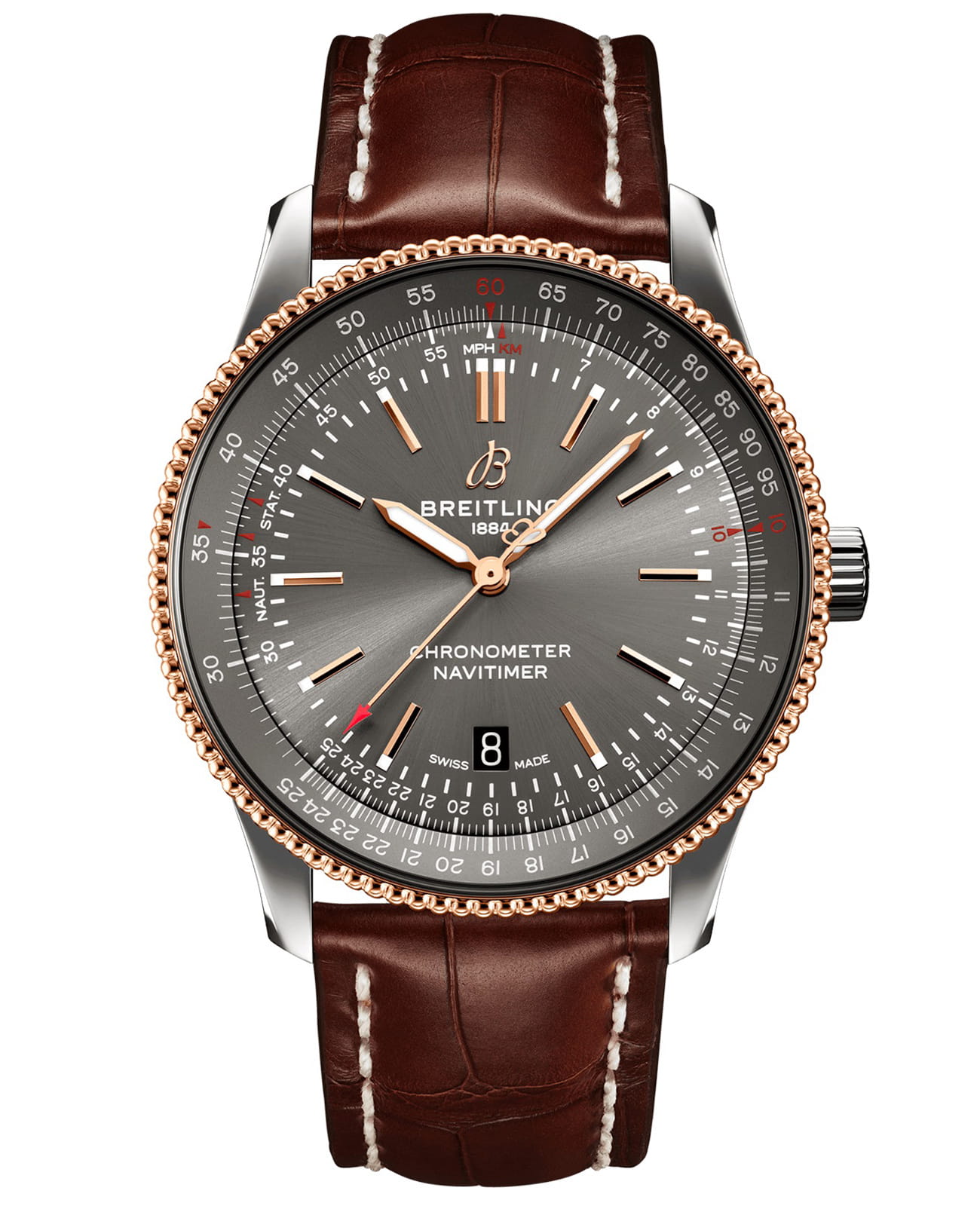 Breitling Breitling Navitimer Automatic 41 U17326121M1P1  U17326121M1P1 механические мужские часы антрацитовый циферблат, браслет кожаный — вид спереди