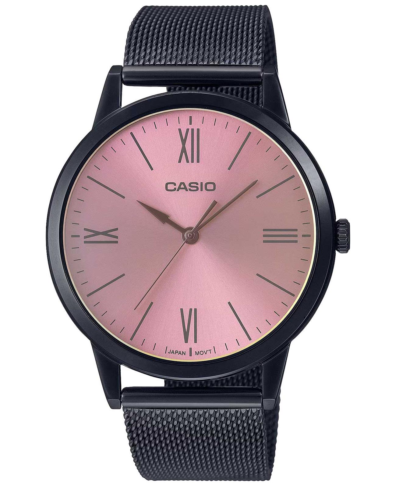 Casio Casio Collection MTP-E600MB-4B  MTP-E600MB-4B кварцевые мужские часы розовый циферблат, браслет нержавеющая сталь с ip-покрытием — вид спереди