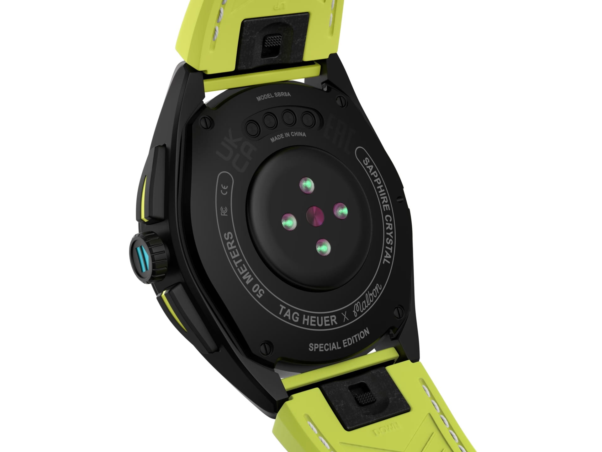 TAG Heuer TAG Heuer Connected Malbon Golf Edition SBR8A85.EB0338, connected швейцария мужские часы на браслете кожа + каучук боковой вид