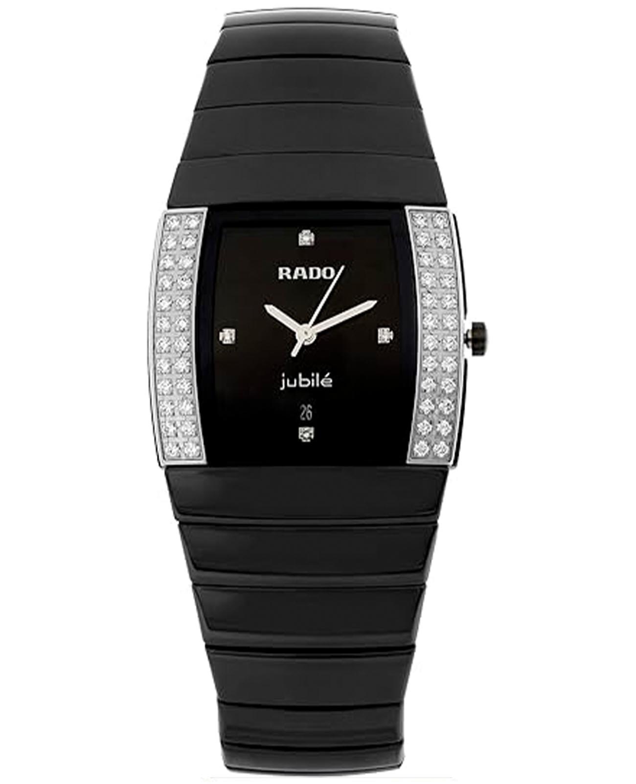 Rado Rado Sintra R13617712  R13617712 кварцевые мужские часы черный циферблат, браслет керамика — вид спереди