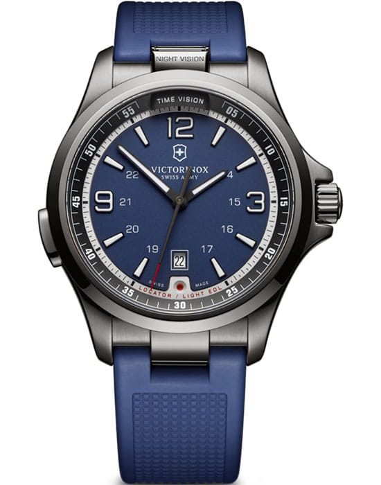 Victorinox Victorinox 241707  241707 кварцевые мужские часы синий циферблат, браслет каучук — вид спереди