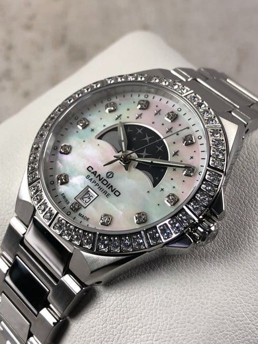 Candino Candino Lady Elegance Moonphase C4760/1,  швейцария женские часы на браслете нержавеющая сталь боковой вид