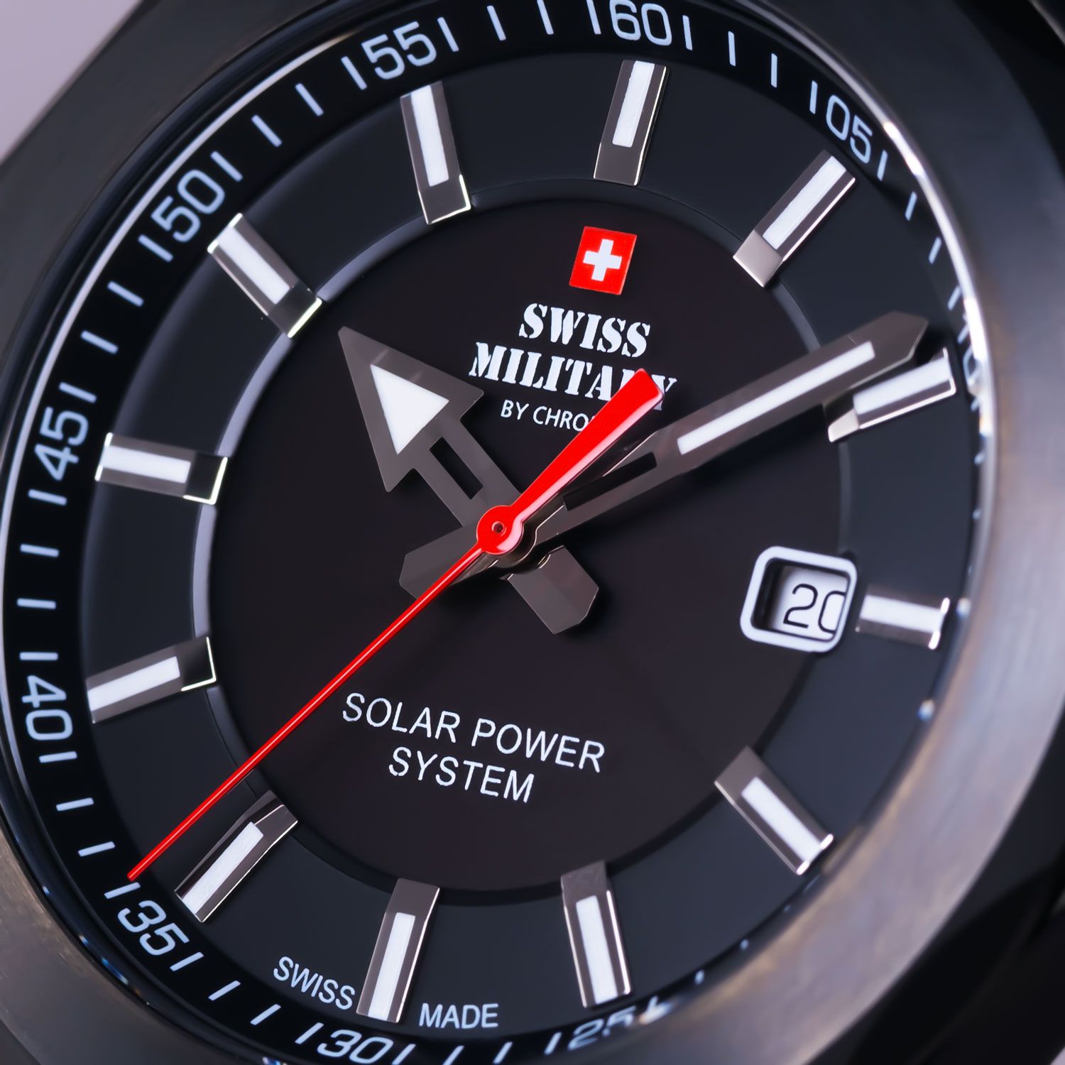 Swiss Military by Chrono Swiss Military by Chrono Solar Power SMS34073.07,  швейцария мужские часы на браслете кожаный боковой вид