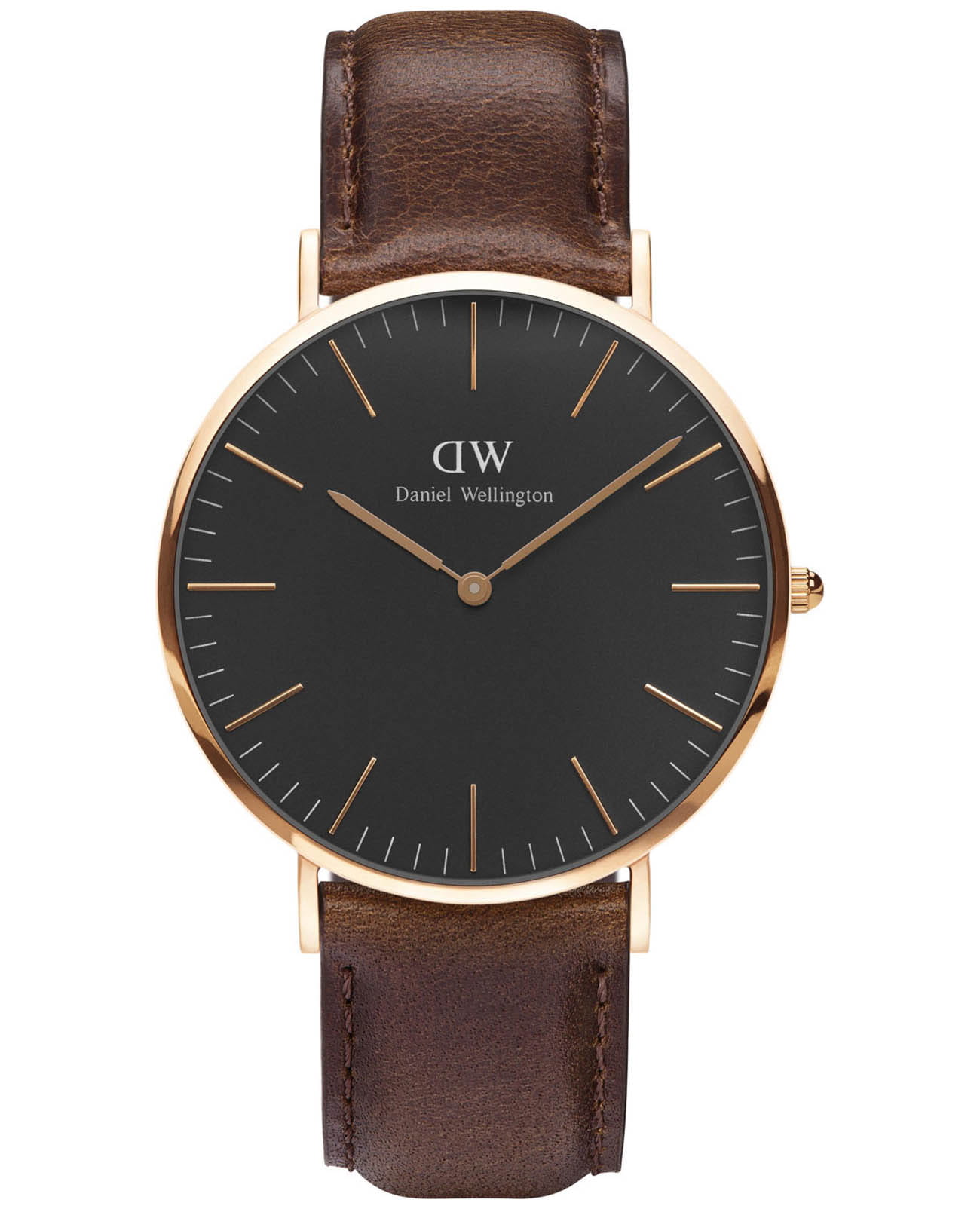 Daniel Wellington Daniel Wellington Classic Bristol DW00100125  DW00100125 кварцевые мужские часы черный циферблат, браслет кожаный — вид спереди