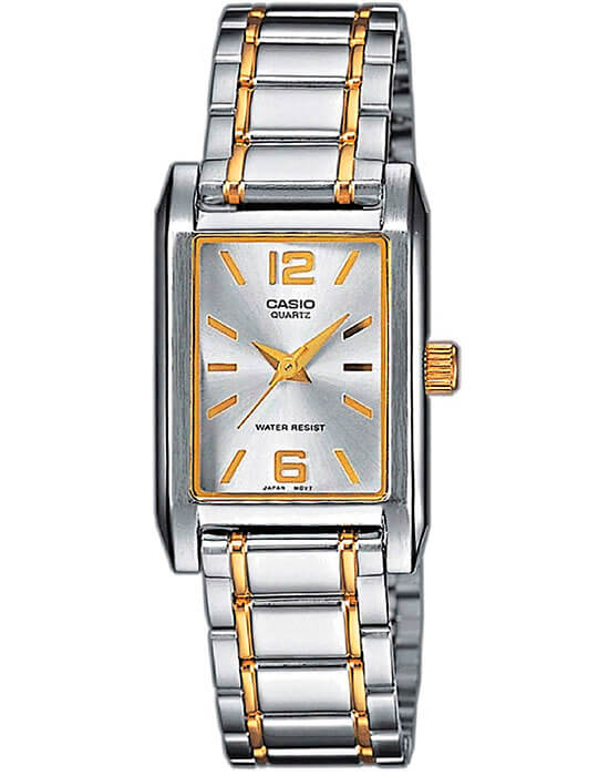 Casio Casio Collection LTP-1235SG-7ADF (LTP-1235PSG-7A)  LTP-1235SG-7A кварцевые женские часы серебристый циферблат, браслет сталь с ip покрытием — вид спереди