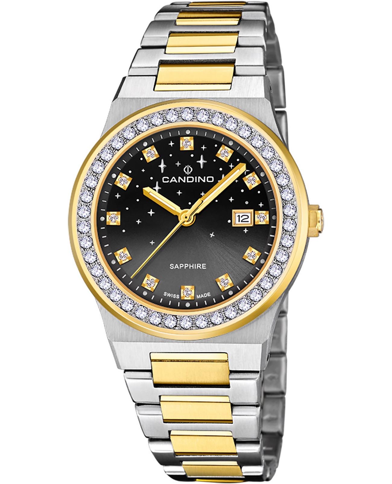 Candino Candino Lady Elegance Sparkling Date C4750/4  C4750/4 кварцевые женские часы  циферблат, браслет нержавеющая сталь с pvd-покрытием — вид спереди