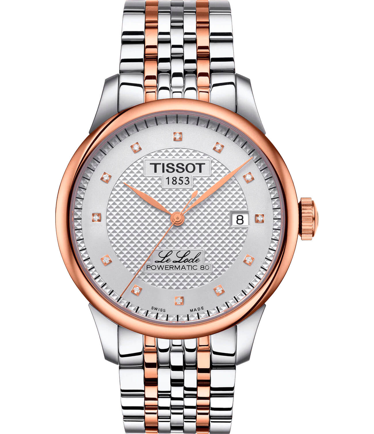 Tissot Tissot Le Locle Powermatic 80 T006.407.22.036.01 Le Locle Automatic T0064072203601 механические мужские часы бежевый циферблат, браслет сталь c pvd покрытием — вид спереди