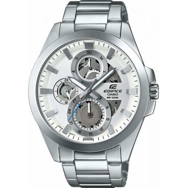 Casio Casio Edifice ESK-300D-7A  ESK-300D-7A кварцевые мужские часы белый циферблат, браслет  — вид спереди