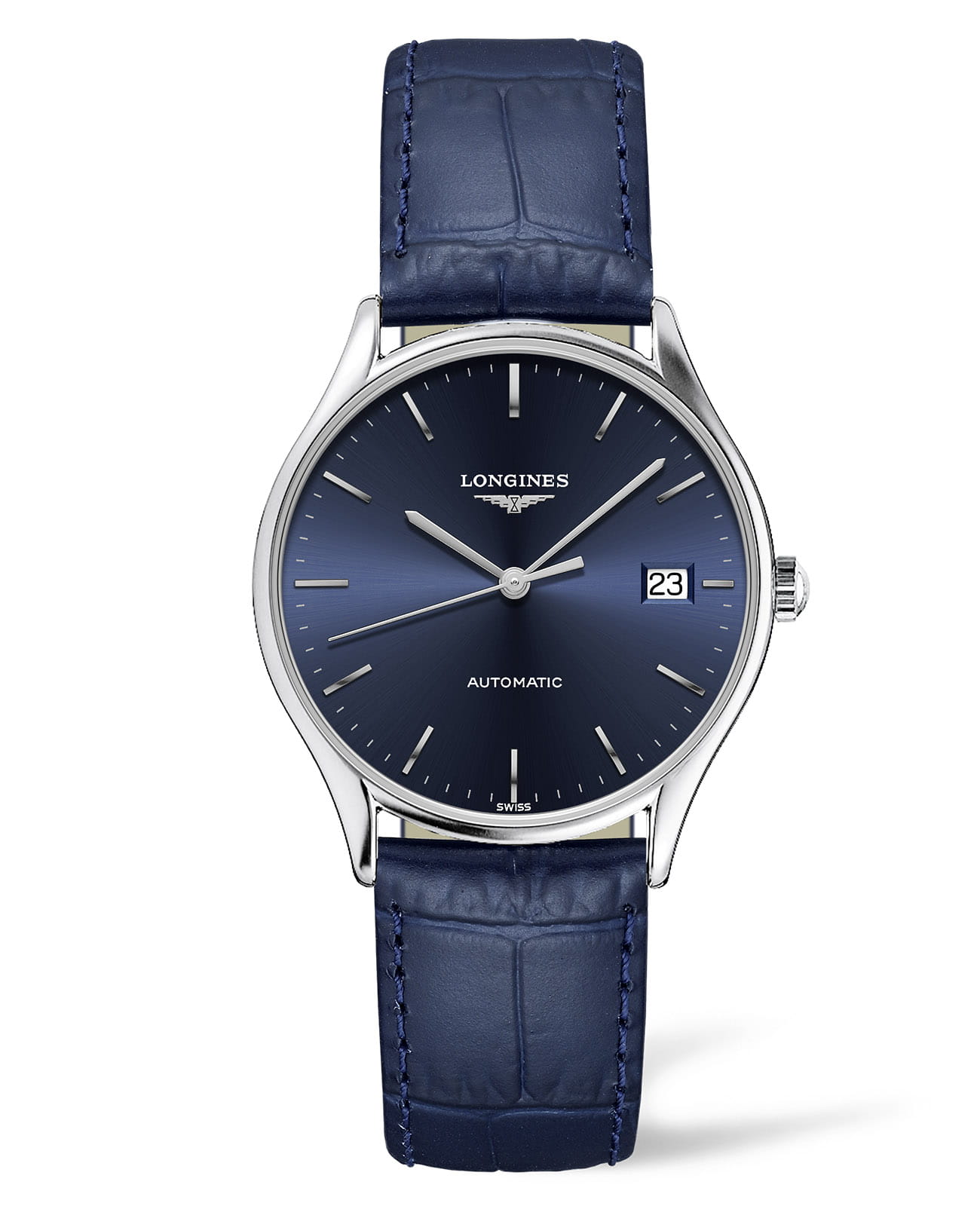 Longines Longines Lyre L4.860.4.92.2  L48604922 механические мужские часы синий циферблат, браслет кожаный — вид спереди